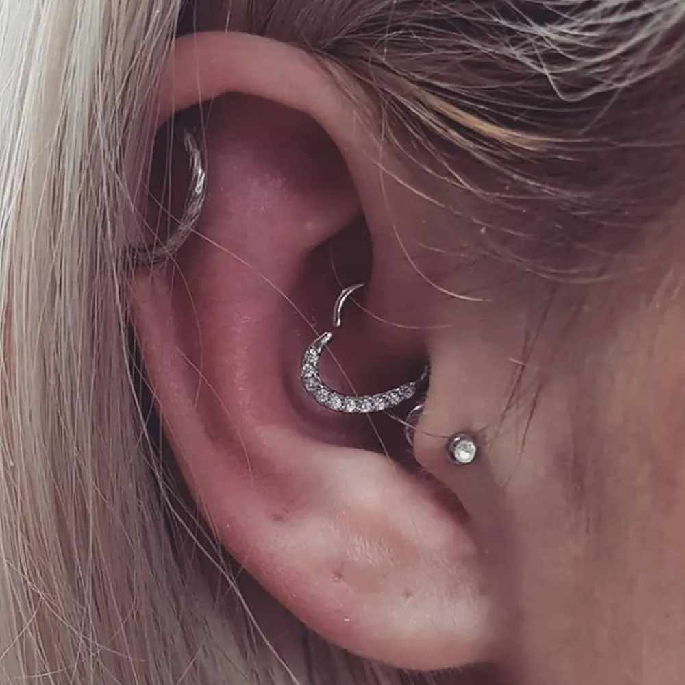 Ear piercings with surgical steel jewellery